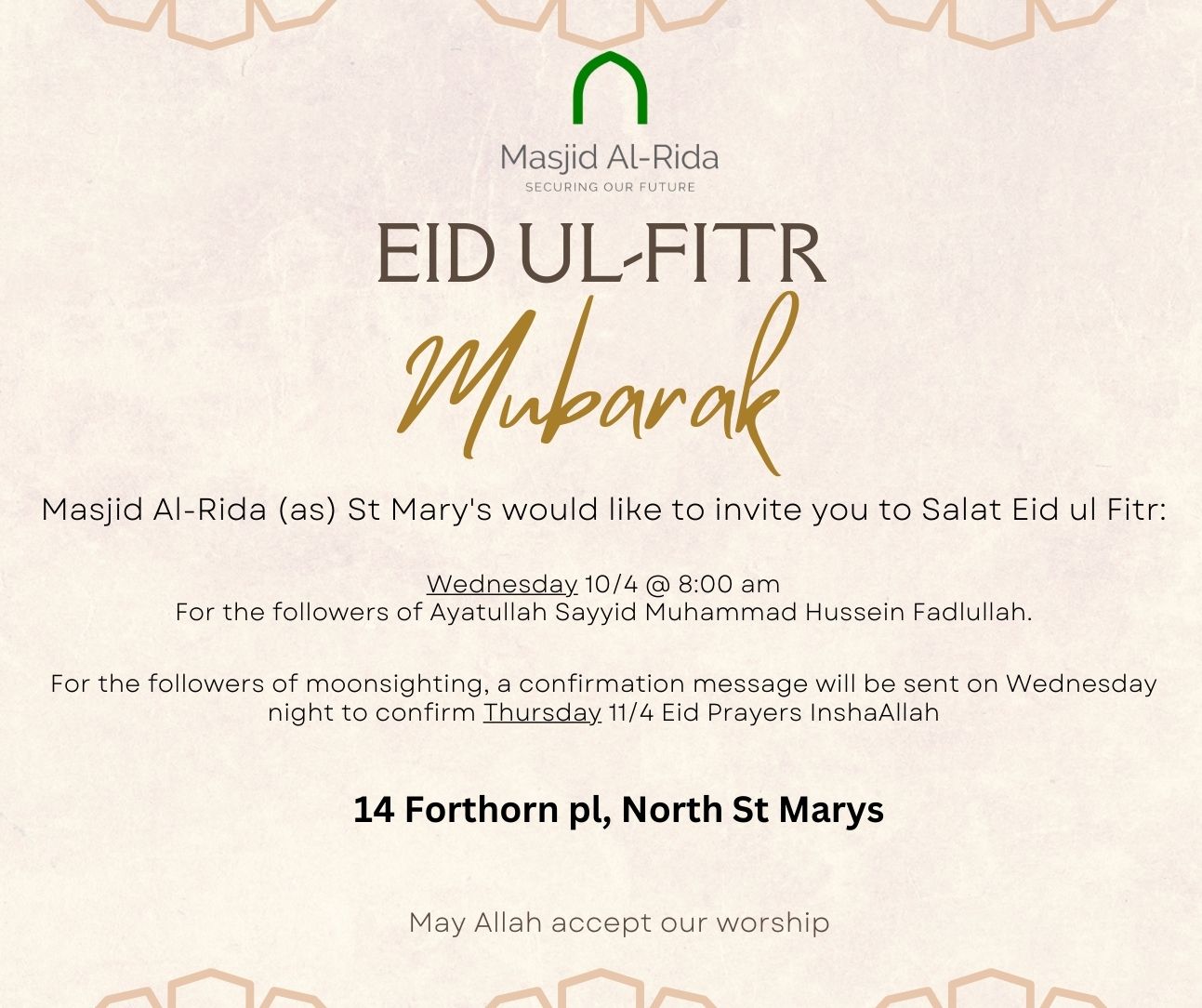 Eid al Fitr Prayers 2024